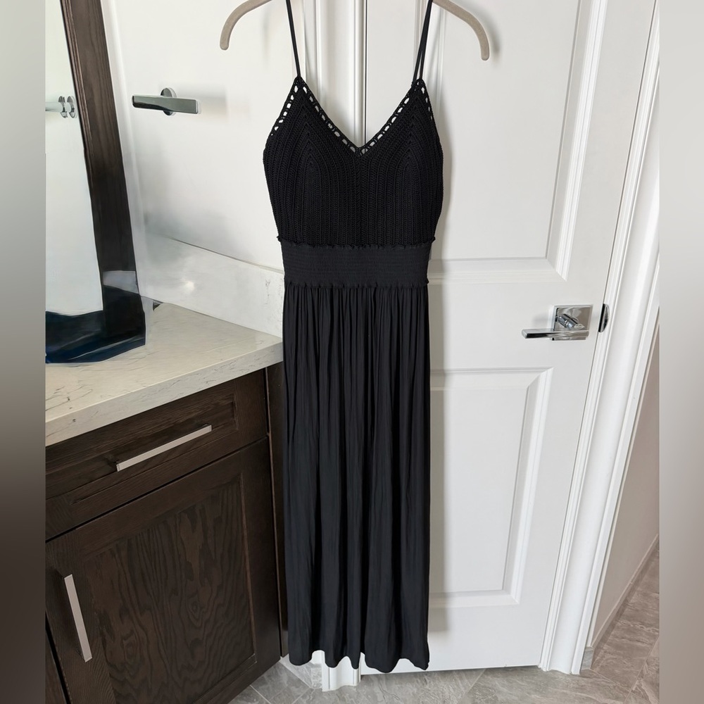 Ramy Brook Black Crochet Knit Dress